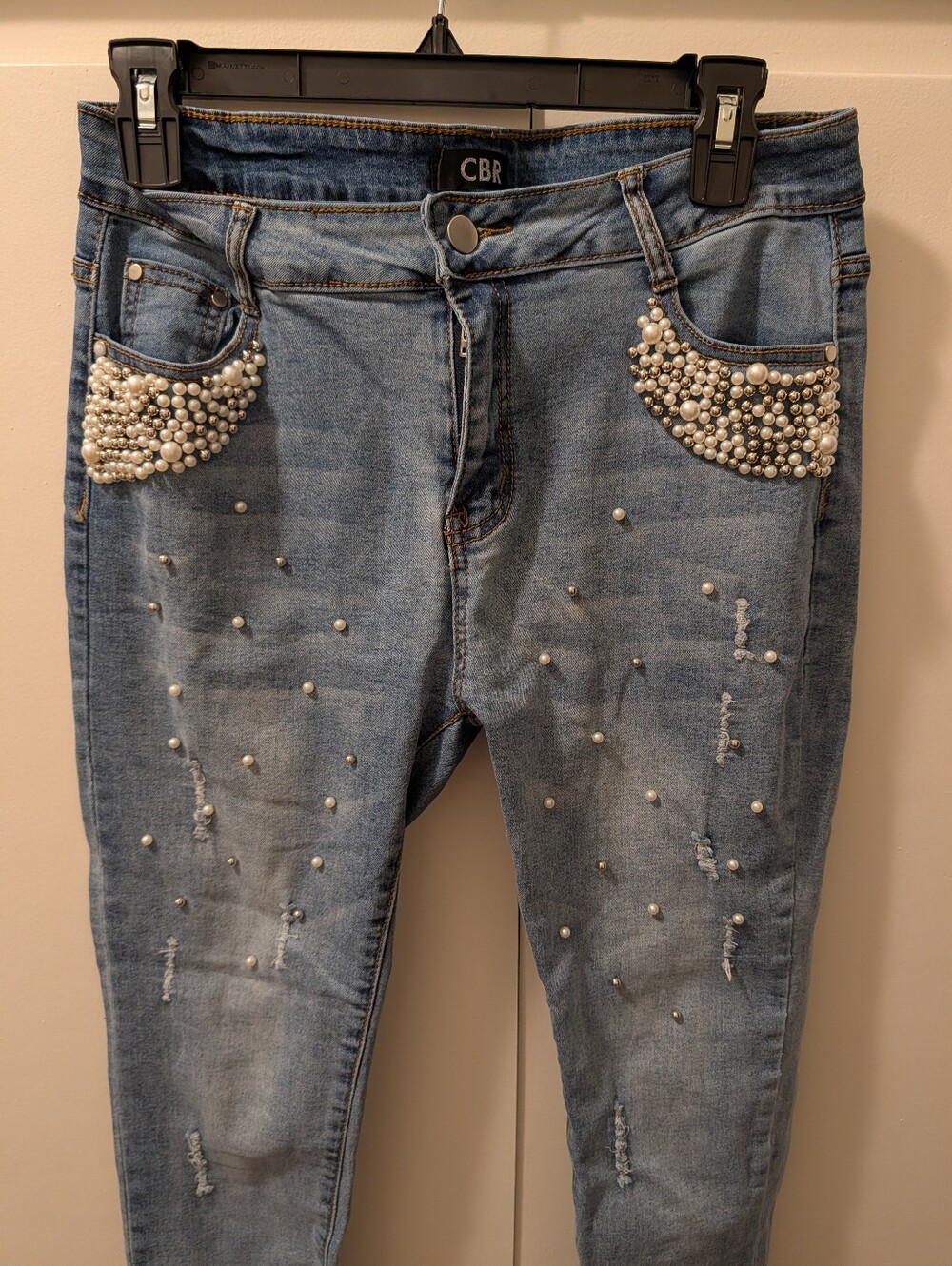 CBR Skinny Jeans Pearl And Metal Embellishments, Large